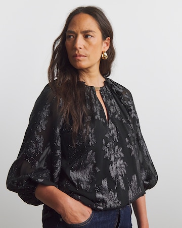 Joanna Hope Long Sleeve Lurex Blouse