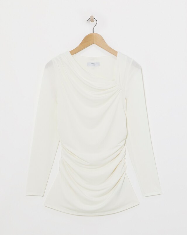 Joanna Hope Aysmmetrical Top With Brooch