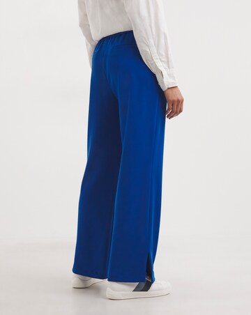 Blue Relaxed Scuba Crepe Pull On Wide Leg Trouser