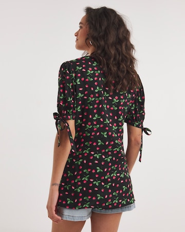 Joe Browns Tie Detail Woven Strawberry Print Top