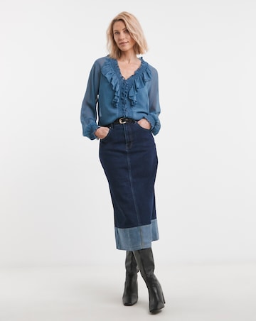 Ruffle Crinkle Chiffon Blouse