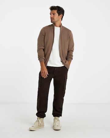 Stone Zip Through Funnel Neck Cardigan