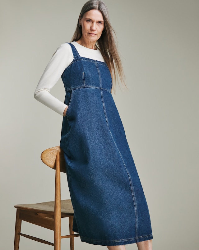 white christmas dresses Women Navy Blue back slit Midi Dungaree – Sera