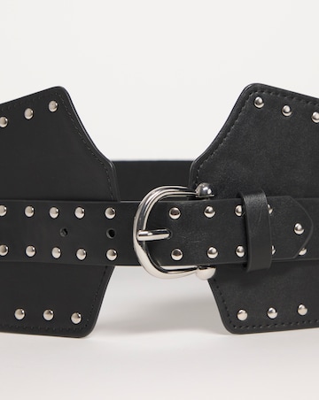 Black Studded Wrap Detail Waist Belt