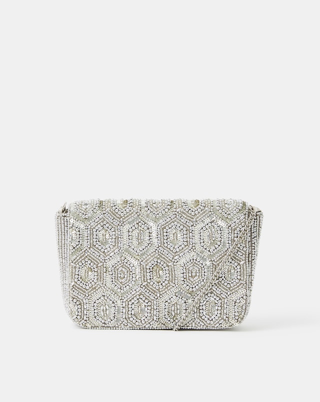 Accessorize Embellished Fold Over Clutch Bag