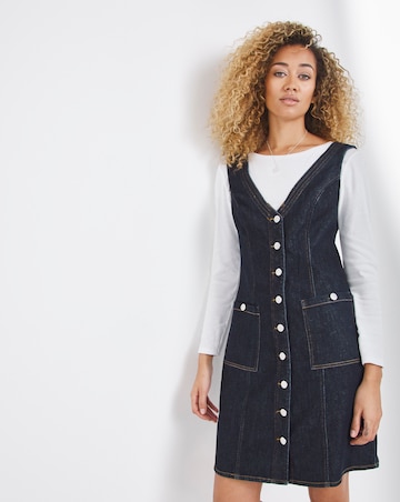 Dark Blue Smart Pinafore Dress