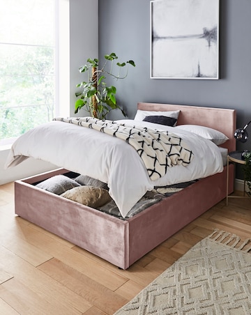 Hayden Velvet Ottoman Bed with 3 Layer Memory Foam Hybrid Mattress