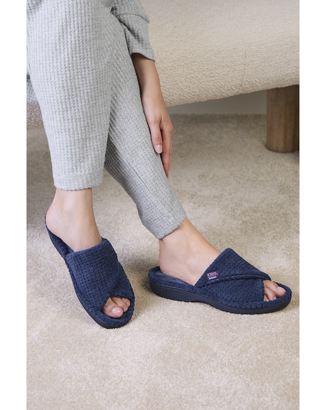totes Isotoner Womens Popcorn Turnover Open Toe Slippers