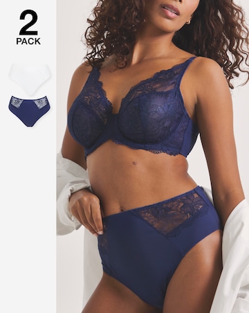 Pretty Secrets (2 Pack) New Ella Full Knickers Navy/White