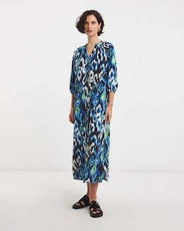 Printed Textured Fabric Kaftan Dress