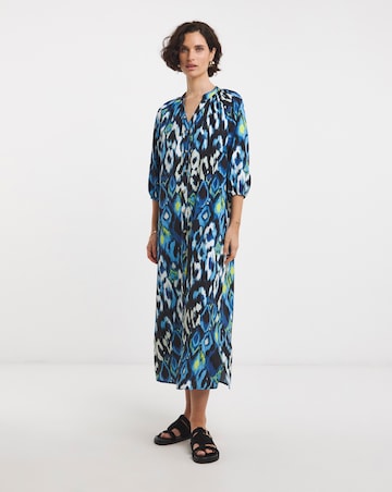 Printed Textured Fabric Kaftan Dress