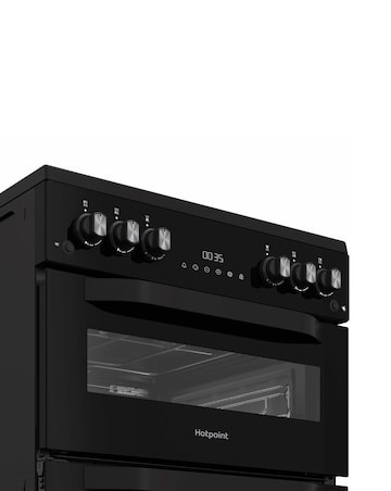 Hotpoint HDG6GDCB1 60cm Gas Double Cooker with Glass Lid - Black