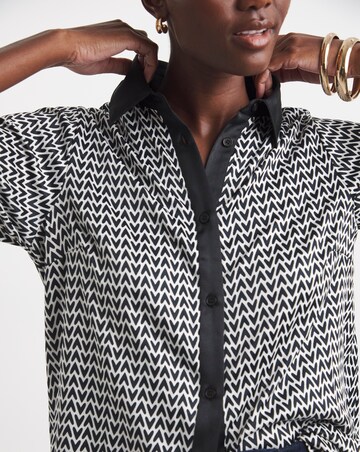 Printed Satin Long Sleeve Shirt