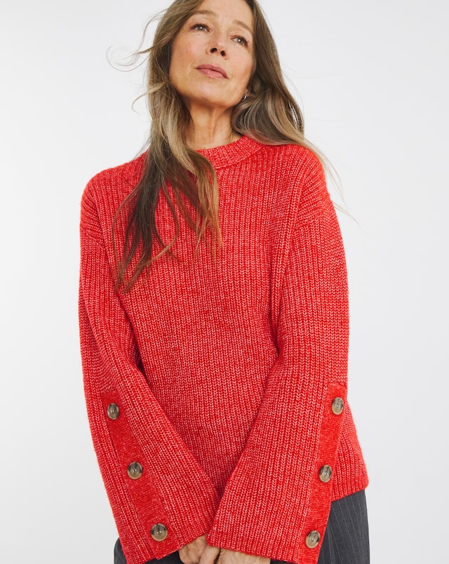 Re-luxe Red Button Sleeve Jumper