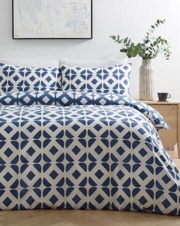 Gray & Osbourn Arran Tile Print Duvet Set Blue