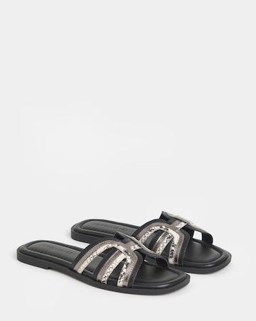 Fae Leather Woven Detail Mule Sandals - Extra Wide Fit (EEE)