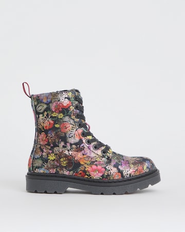 Heavenly Feet Justina Lace Up Chunky Boot Wide Fit