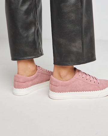 Janey Scalloped Edge Lace Up Trainer - Extra Wide Fit (EEE)