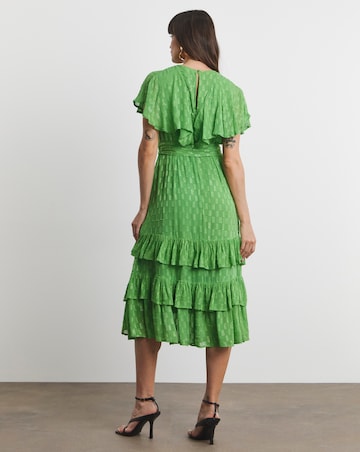 Joanna Hope Green Metallic Dobby Maxi Dress