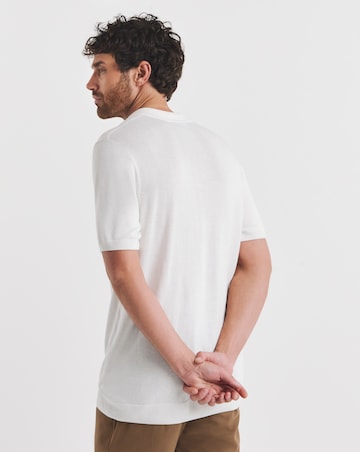 Folio Off White Open Neck Knitted Polo