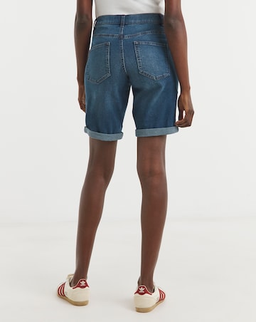 Mid Blue 24/7 Knee Denim Shorts