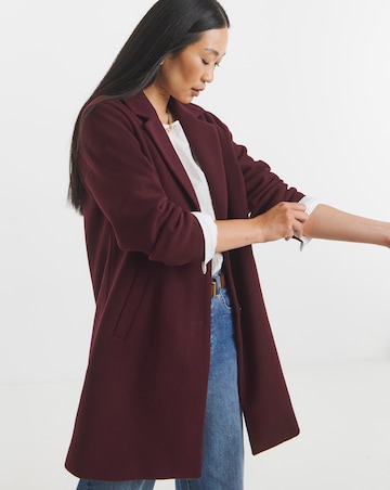 Wine Single Breasted Lined Coat