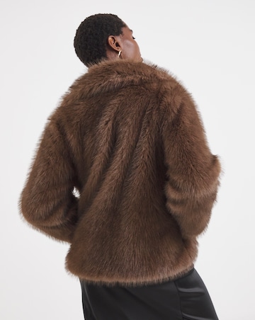 Brown Tipped Faux Fur Jacket