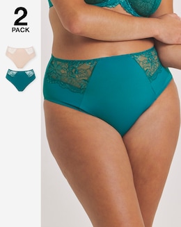 Pretty Secrets (2 Pack) New Ella Full Knickers Teal/Ivory