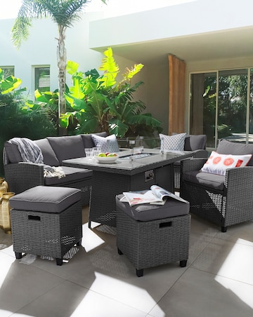 Amalfi Lounge Dining Set With Firepit
