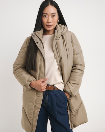 Taupe Mid Length Padded Coat