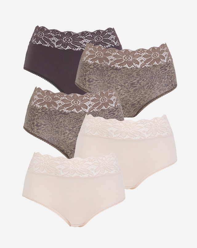 Pretty Secrets (5 Pack) Lace Top Full Fit Knickers