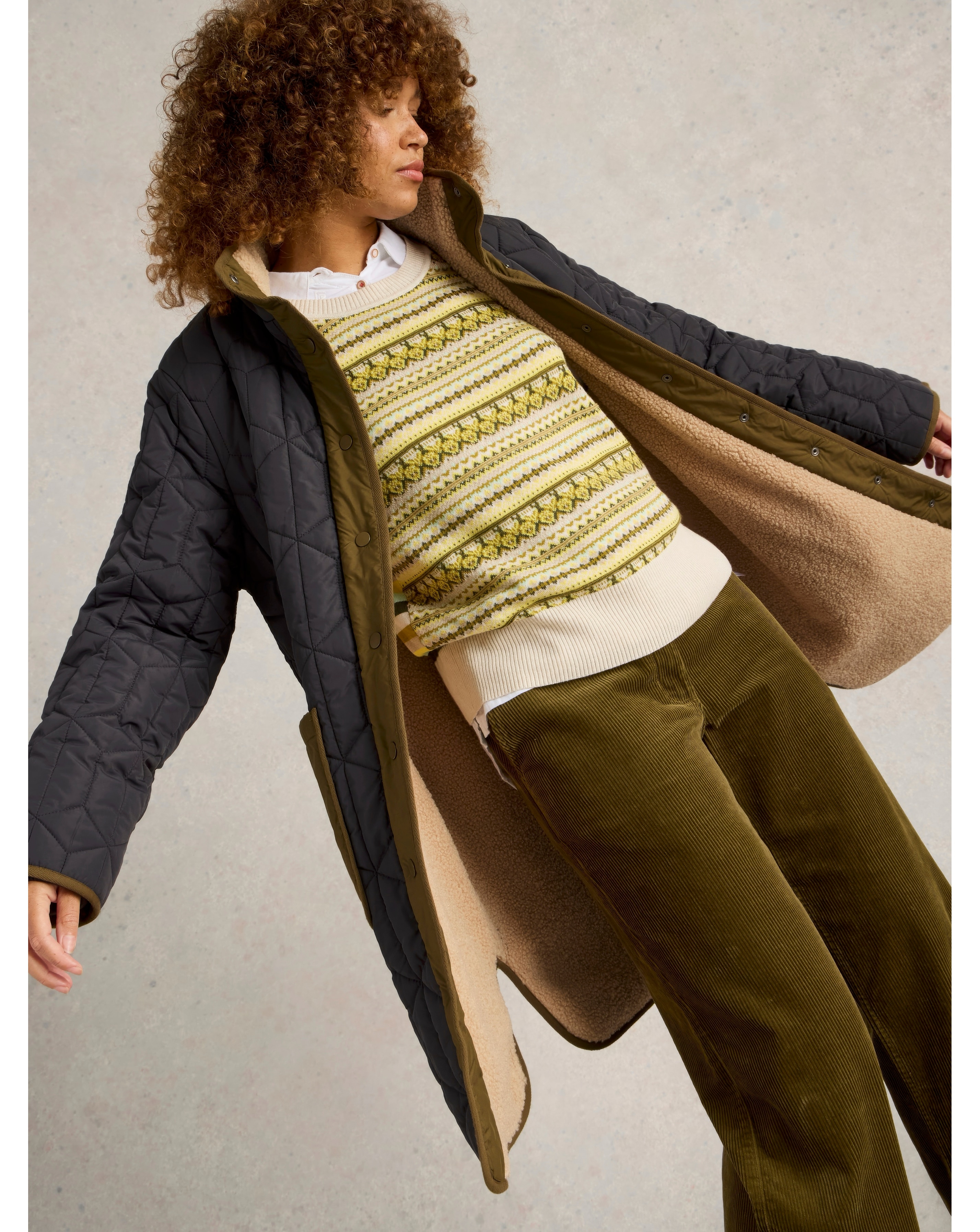White Stuff Carmel Borg Lined Quilted Coat | JD Williams