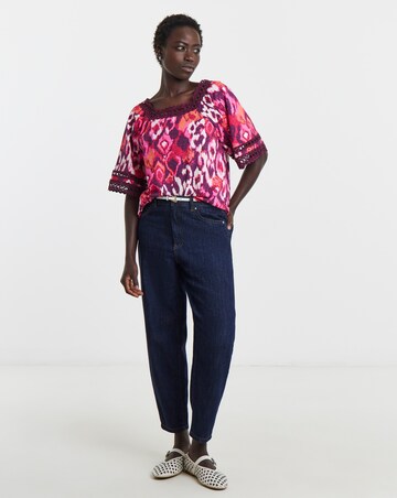 Square Neck Broderie Sleeve Top