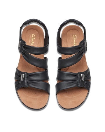 Clarks Black Kitly Ave Touch And Close Sandal -Wide Fit (E)