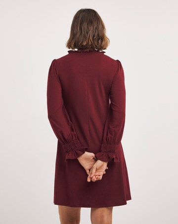 Burgundy Shirred Yoke Dress