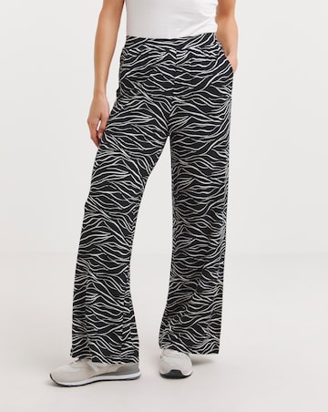 Mono Print Jersey Wide Leg Trousers