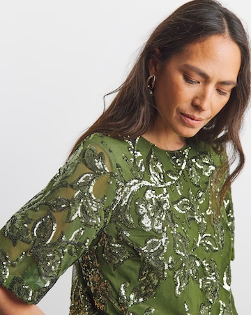 Joanna Hope Floral Sequin Top