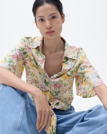 Mango Floral Linen Shirt