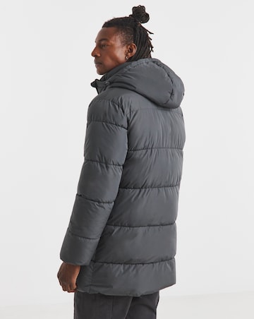 Grey Mid Length Puffer Jacket