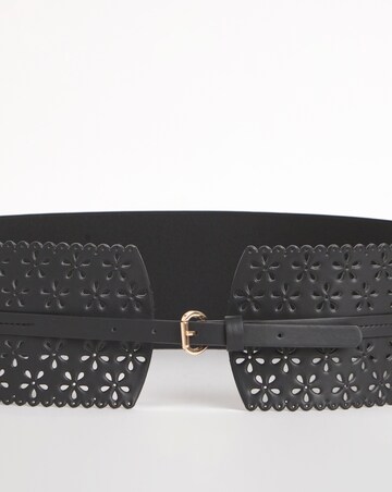 Black Cut Out Detail Waist Corset Belt