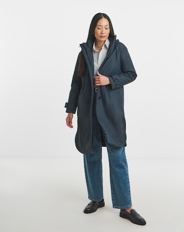 Navy Fleece Lined Rubberised Raincoat