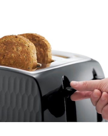 Russell Hobbs 26071 Textured Honeycomb Black 4 Slice Toaster