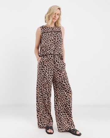 Animal Print Wide Leg Trousers