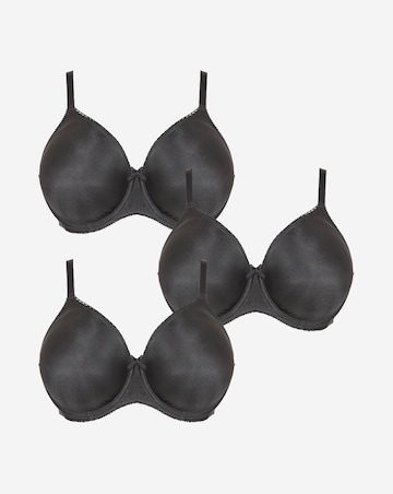 Pretty Secrets (3 Pack) Full Cup Wired Bras (B-E) Black