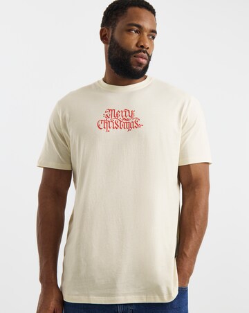 Jack & Jones Christmas Back Graphic T-Shirt - Cream