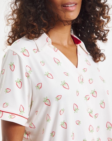 Chelsea Peers Jersey Ditsy Strawberry Print Short Pyjama Set