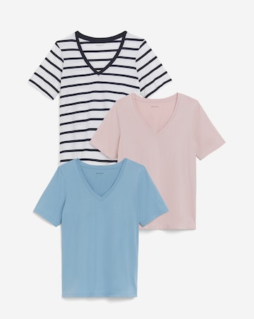 Pure Cotton 3 Pack V Neck T-shirt