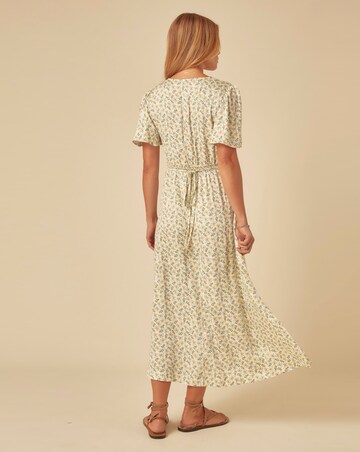 Nobody's Child Atlas Midi Dress Woodblock Green Print