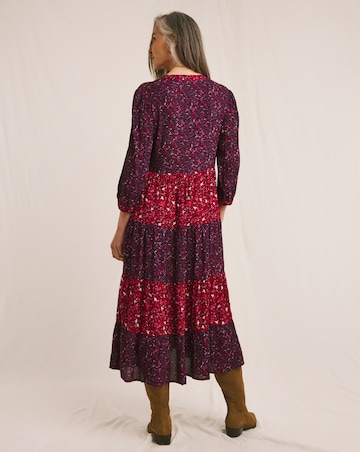 Julipa Mixed Print Tiered Midi Dress