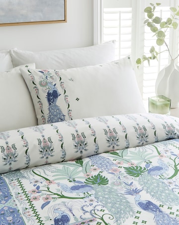 Chiara Peacock Border Cotton Blend Reversible Duvet Cover Set